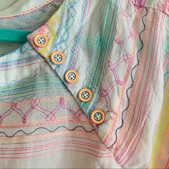 Anthropologie Letty Embroidered colorful stitching Babydoll Top blouse - Picture 12 of 16